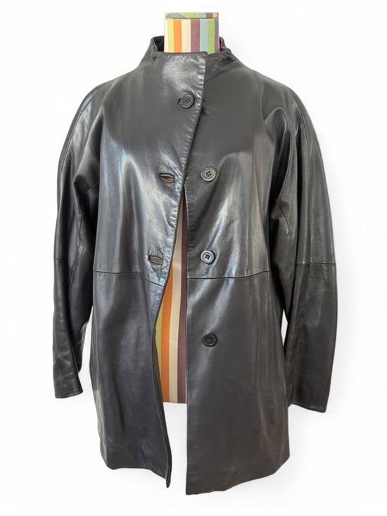 Ellen Tracy Jackets & Blazers - Vintage Ellen Tracey Genuine Leather Unique High Neck Leather Jacket